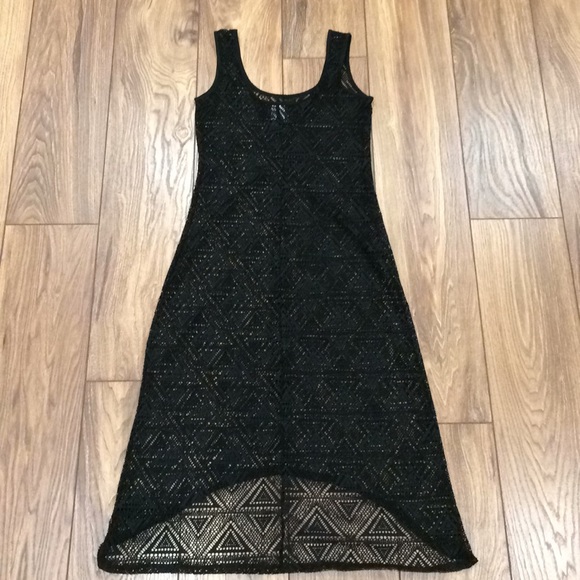 Hi-Low Geometric Black Lace Swimsuit Coverup Dress - Picture 6 of 6